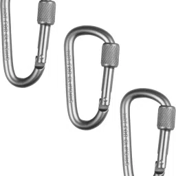 Silver Aluminium with Screw Locking Hook (Pack of 3) Locking Carabiner-image-2