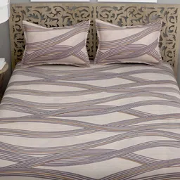 Quirky Home Brown Printed Microfiber 144 TC Fitted Queen Bedsheet With 2 Pillow Covers-image-37