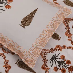 Tasseled Home Orange Ethnic Motifs 180 TC Cotton King Bedsheet With 2 Pillow Covers-image-8