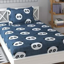 Bajo's Black & White Graphic 220 TC Flat Single Bedsheet with 1 Pillow Cover-image-7