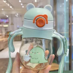 Eco-friendly Baby Water Bottle For Kids With Soft Silicone Straw & Strap -300ml-25