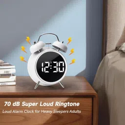meneflix Digital Twin Bell Alarm Clock Extra Loud for Heavy Sleepers Clock with Night Light Clock image 5