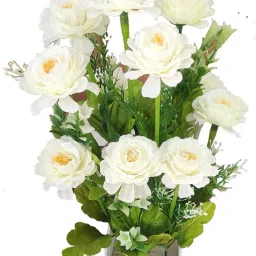 White Marigold Artificial Flowerwith Pot-10