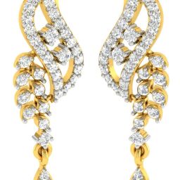 avsar Avsar Real Gold and Diamond Namrta Earring AVE329YB Yellow Gold 14kt Cubic Zirconia Drop Earring-image-3