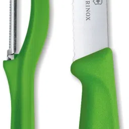 2 Pcs Set, Kitchen Knife 11cm + U Peeler Green Kitchen Tool Set-image-37