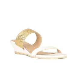 Bata Textured Open Toe Wedges-44