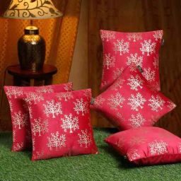 hosta homes Maroon Velvet Floral 16X16 Inches Cushion Covers (Pack of 5)-picture-40