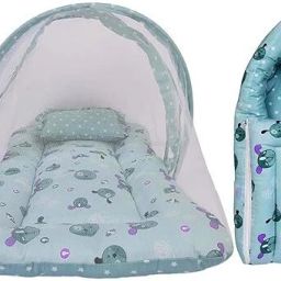 Cotton Infants New Born Baby Care Essential Bedding Set Combo Mosquito Net-picture-16