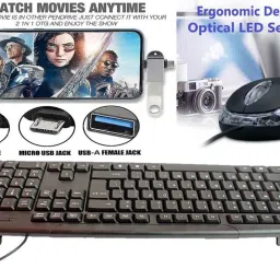 ANJO Wired Keyboard-Wired Mouse-Mouse Pad-USB Hub 3.0-2 in 1 OTG C & Micro Type-LED Combo Set image 3