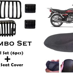 Headlight Grill Set(6pcs) and Single Bike Seat Cover For Hero Splendor Plus-image-8
