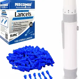 NISCOMED Premium Quality Lancing Device Pen With 50 Round Glucometer Lancets. Glucometer Lancets-28