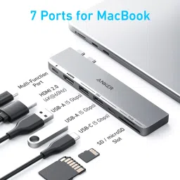 Anker 547 Usb-C Hub (7-In-2) For Macbook - Compatible With Thunderbolt 4 Usb C Port A83540A1 USB Hub image 2