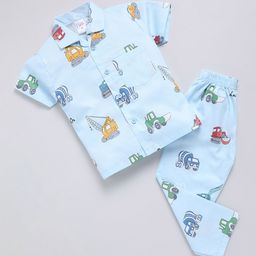 NAUTI KIDZ Boys Conversational Printed Pure Cotton Half Sleeves Night suit-3