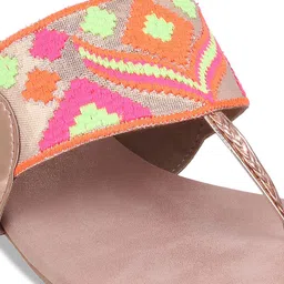 Metro Ethnic Embellished Woven Design Open One Toe Block Heels image 4