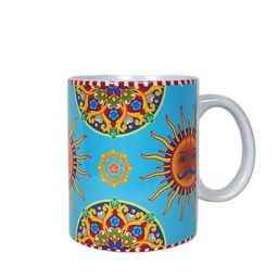 MAATIR DESIGNS Blue & Yellow Printed Ceramic Glossy Mugs Set of Cups and Mugs image 2