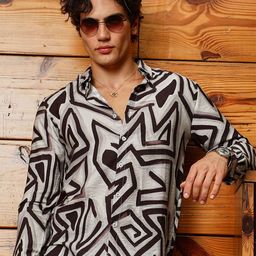 Campus Sutra Men Comfort Slim Fit Spread Collar Abstract Printed Casual Shirt-picture-24