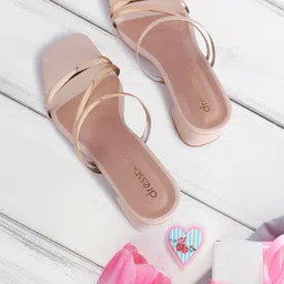 DressBerry Women Light Gold Heels Block-35