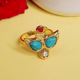 FIROZA Stones Studded Finger Turqaati Ring-image-48