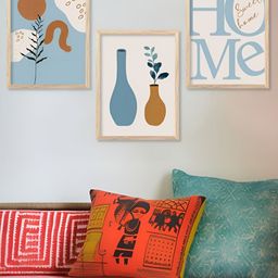 Kotart Brown & Blue 3 Pieces Wooden Modern Painting Wall Arts-picture-40