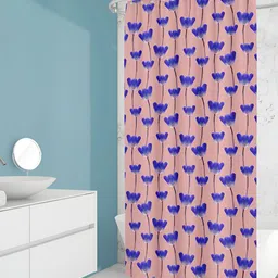 ArtzFolio Peach-Coloured & Blue Printed Water Proof Shower Curtain-image-24