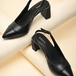 Rocia Women Solid Block Pumps with Buckles-10