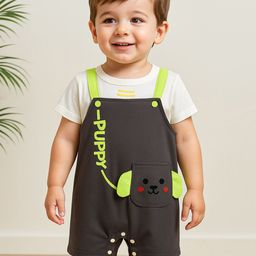 Kidbea Infants Printed Cotton Romper With T-Shirt-24
