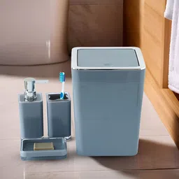 The Better Home Grey 4 piece Solid Plastic Bath Accessories Set-16