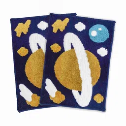 ELEGANT WEAVERS 2-Pcs Blue & Mustard Textured Anti-Skid Bath Rug-image-96