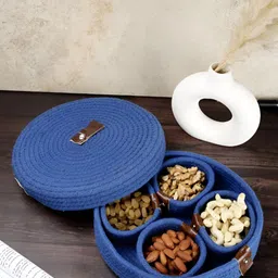 Myntra Elegant Homes Navy Blue & Brown Reusable Multi-Utility Organisers With Lid-40