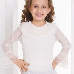 Peppermint Girls Self Design Round Neck Regular Top-6