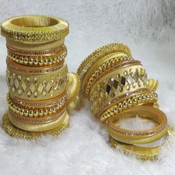 Nisha Jewellers Women Gold Artificial Stones & Beads Set Of 22 Bangles-image-8