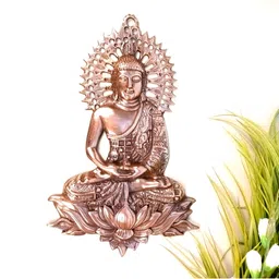 apka mart Bronze Toned Textured Lord Buddha Spiritual Wall Decor-image-53