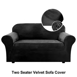 Cortina GreyVelvet DoubleSeaterSofa Cover With Arms-image-90