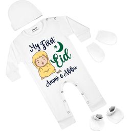 Arvesa Infants My First Eid Printed Bodysuit with Cap Booties Mitten-picture-57