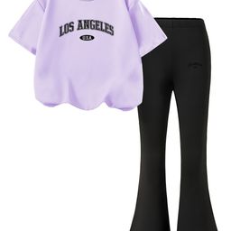 YK Girls Typography Printed T-shirt With Trouser-image-45
