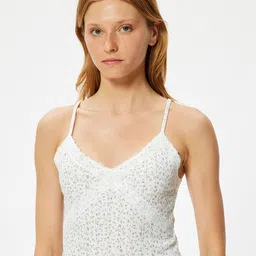 Koton Women Floral Printed Shoulder Straps Polyester Top-image-84