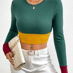 StyleCast Women Colourblocked Long Sleeves Crop Top-image-31