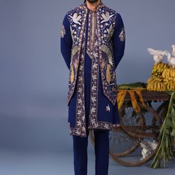 KALPRAAG Men Floral Embroidered Regular Sequinned Kurta with Trousers & With Dupatta-image-55
