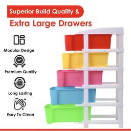 RUBOXA Red & Green Textured 5 Layer Drawer Organiser image 2