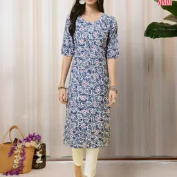 HERE&NOW Selection Of 2 Floral Printed Round Neck Straight Kurta-picture-21