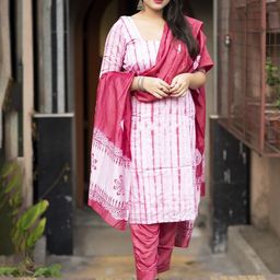 LeeliPeeri Designer Tie and Dye Chanderi Cotton Unstitched Dress Material-image-16