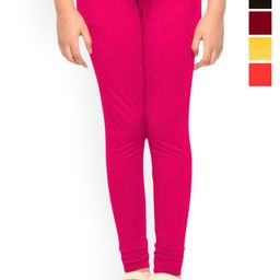 Tik Tok WEARS Girls Pack Of 5 Mid-Rise Churidar Length Leggings-picture-40