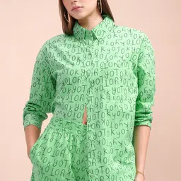ESPYR By Tokyo Talkies Printed Shirt Collar Pure Cotton Shirt With Shorts-image-54