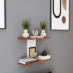 homeeasy Brown & White Wood Floating Wall Shelf-55
