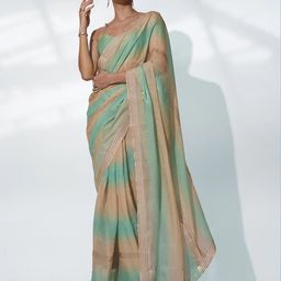 Kalista Striped Beads and Stones Organza Saree-image-15