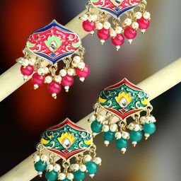 Anouk Set Of 2 Kundan Studded Contemporary Studs-15