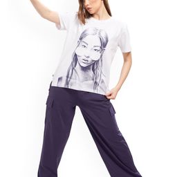 WEET Printed Pure Cotton Round Neck T-shirt With Trousers Co-Ords-image-74