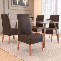 Kuber Industries 4-Pcs Brown Textured Stretchable Center Table Chair Cover-89