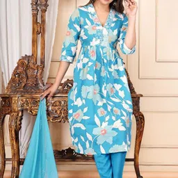 RAINDROP Women Printed Straight Kurta Set-73