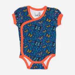 Keebee Infant Girls Blue Printed Organic Cotton Bodysuits-image-28